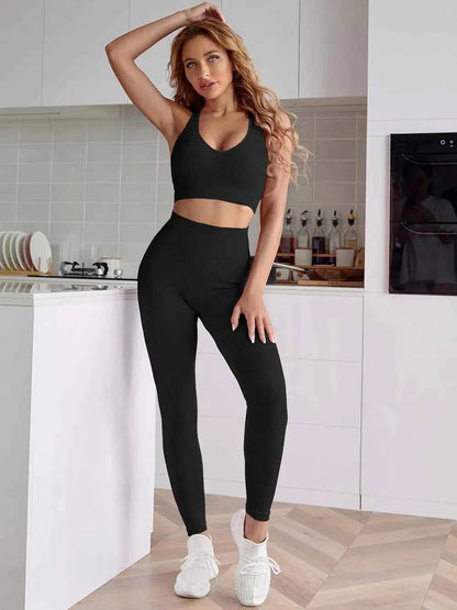 Sport Tank and Leggings Set Black