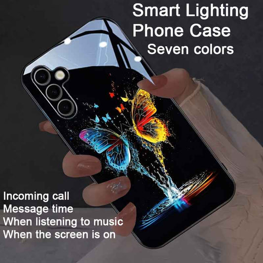 Double Butterfly Flying Colorful Intelligent Voice Control Luminous Mobile Phone Case Suitable for Samsung S24 Ultra/S22/S23 Plus/ip15promax/ip14promax/ip13promax/ip12promax Intelligent Luminous Voice Control Mobile Phone Cas