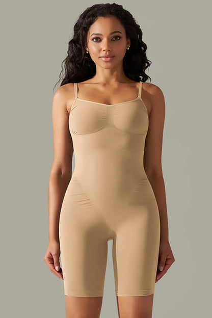 Spaghetti Strap Active Romper Tan