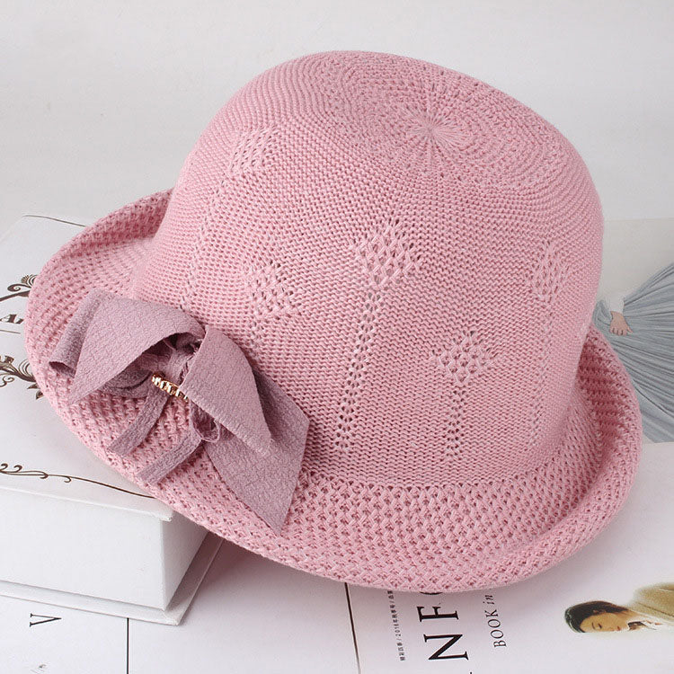 Women'S Hats Korean Version Of The Fashion Alice Along The Flower Knitted Women'S Hats Sun Hats Pink One size 57cm