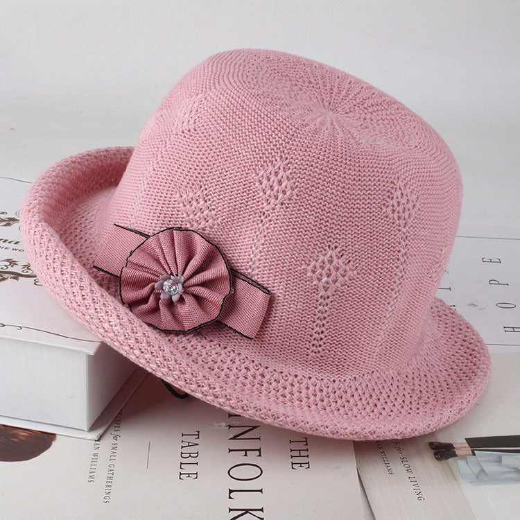 Women'S Hats Korean Version Of The Fashion Alice Along The Flower Knitted Women'S Hats Sun Hats Flowers pink One size 57cm