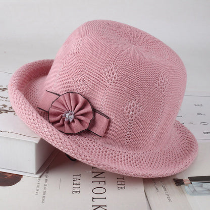 Women'S Hats Korean Version Of The Fashion Alice Along The Flower Knitted Women'S Hats Sun Hats Flowers pink One size 57cm