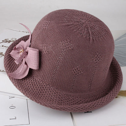 Women'S Hats Korean Version Of The Fashion Alice Along The Flower Knitted Women'S Hats Sun Hats Purple One size 57cm