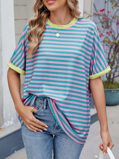 Striped Round Neck Half Sleeve T-Shirt