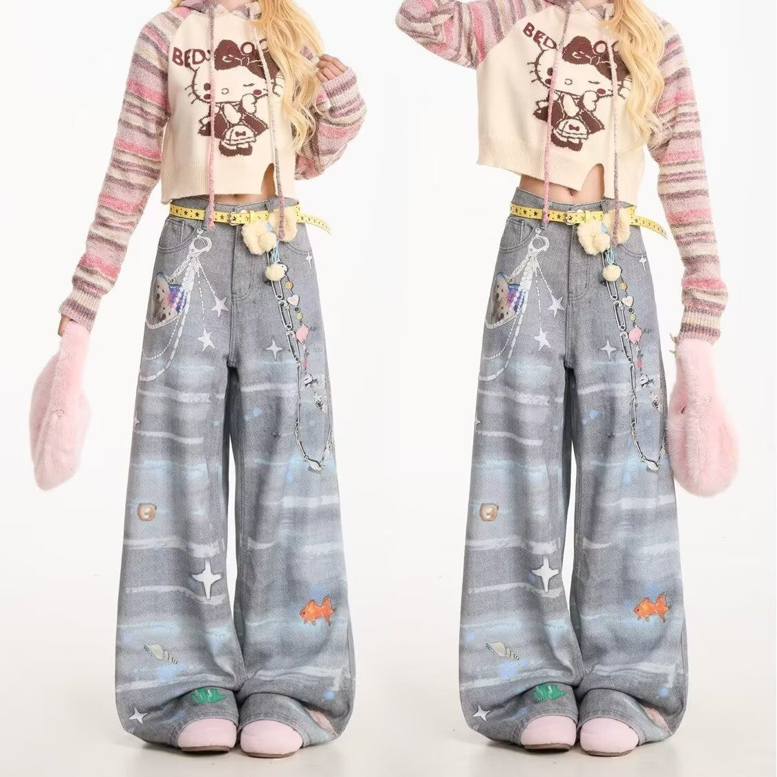 Premium Elite Distressed Bib Pocket Wide Leg Denim Overalls