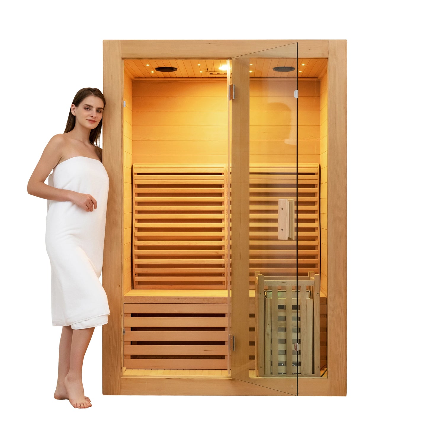 2025 Modern 2-Person Wood Sauna Room with Stove - Top-Rated Indoor/Outdoor Relaxation Default Title