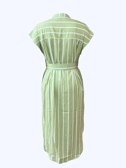 Striped Tie Waist Short Sleeve Dress
