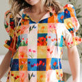 Signature Multicolour Crochet V Neck Half Sleeve Boho Floral Blouse