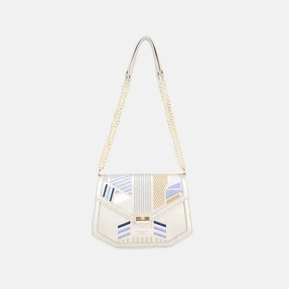 David Jones Geometric Print Crossbody Bag Silver One Size