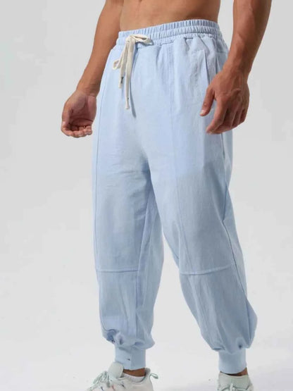 Men's Drawstring Joggers Light Blue