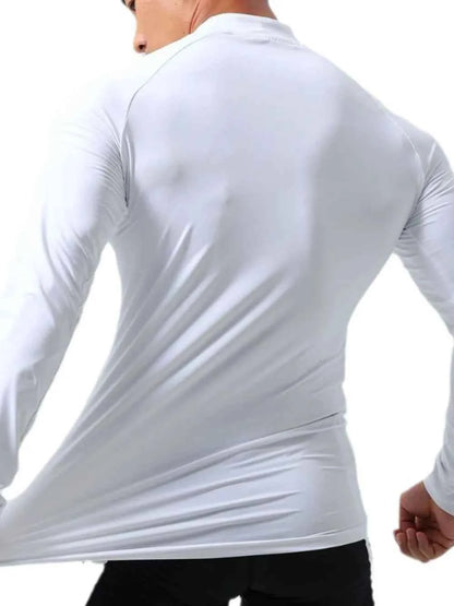 Men's Plus Size Mock Neck Long Sleeve T-Shirt