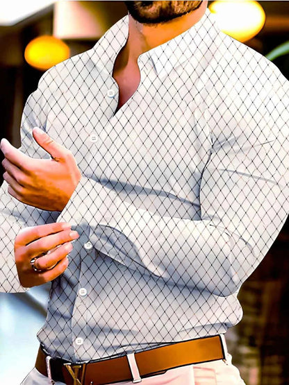 Men's Full Size Button Up Long Sleeve Shirt Plus Size White
