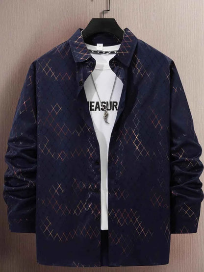 Men's Full Size Button Up Long Sleeve Shirt Plus Size