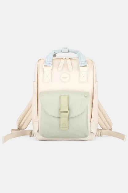 Himawari Contrast Waterproof Canvas Backpack Bag with Round Label Apple One Size