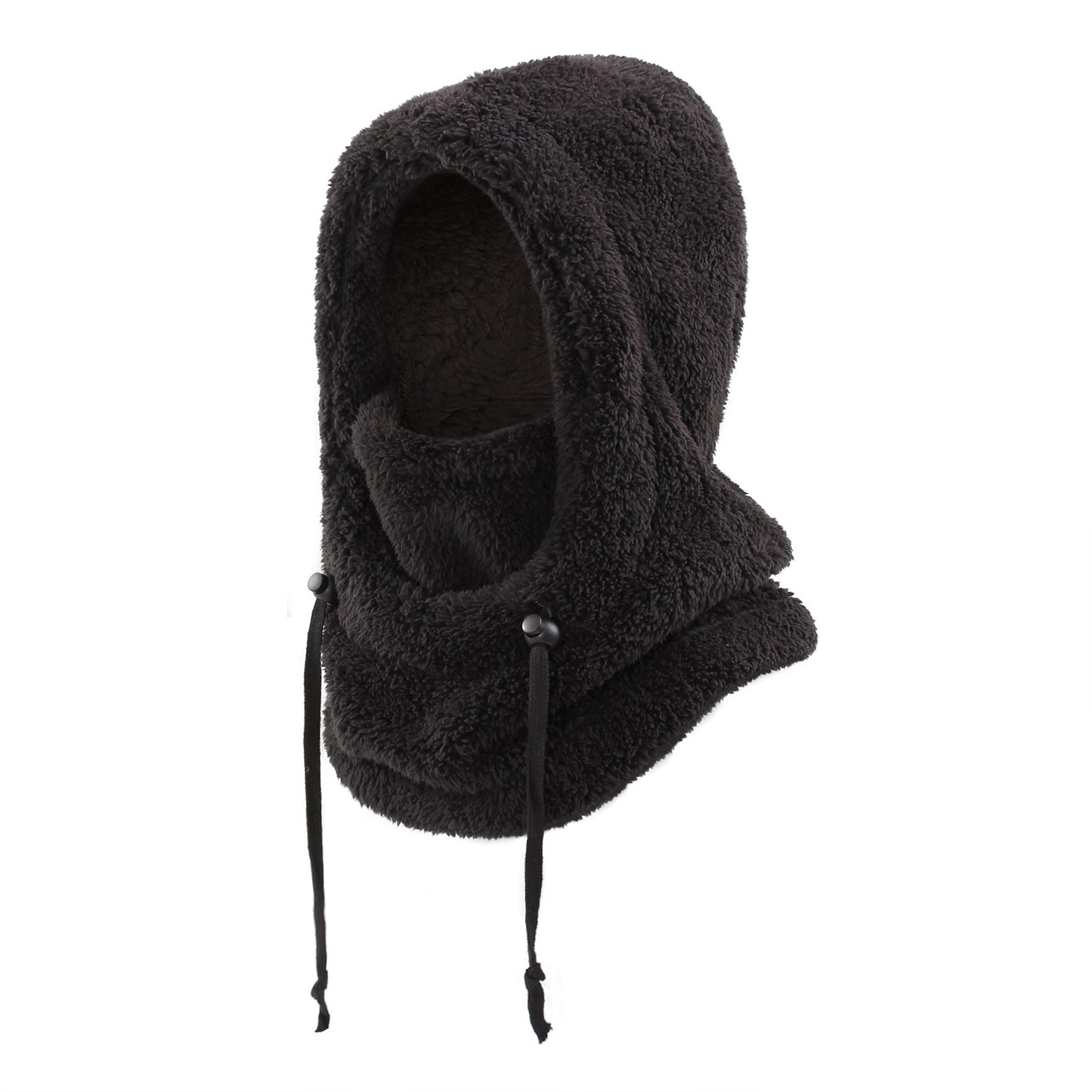 Warm Ear Protection Scarf Integrated Hat For Winter Thickened Black M