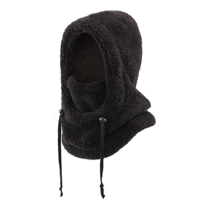 Warm Ear Protection Scarf Integrated Hat For Winter Thickened Black M