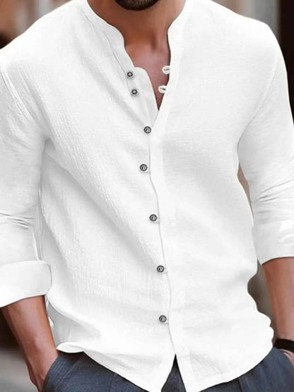 Men's Full Size Button Up Long Sleeve Shirt Plus Size White