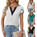 Signature Full Size V-Neck Short Sleeve Blouse Plus Size