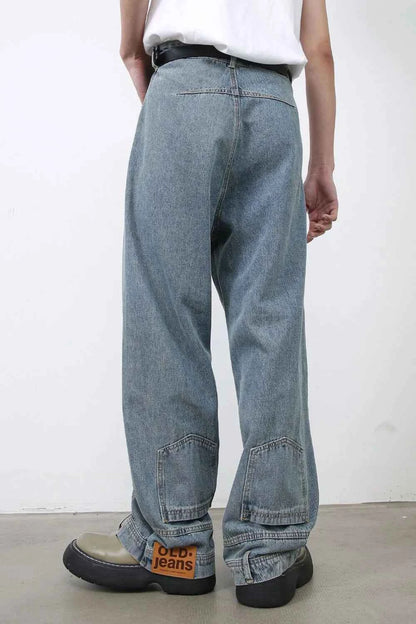Men's Washed Loose Jeans with Pockets
