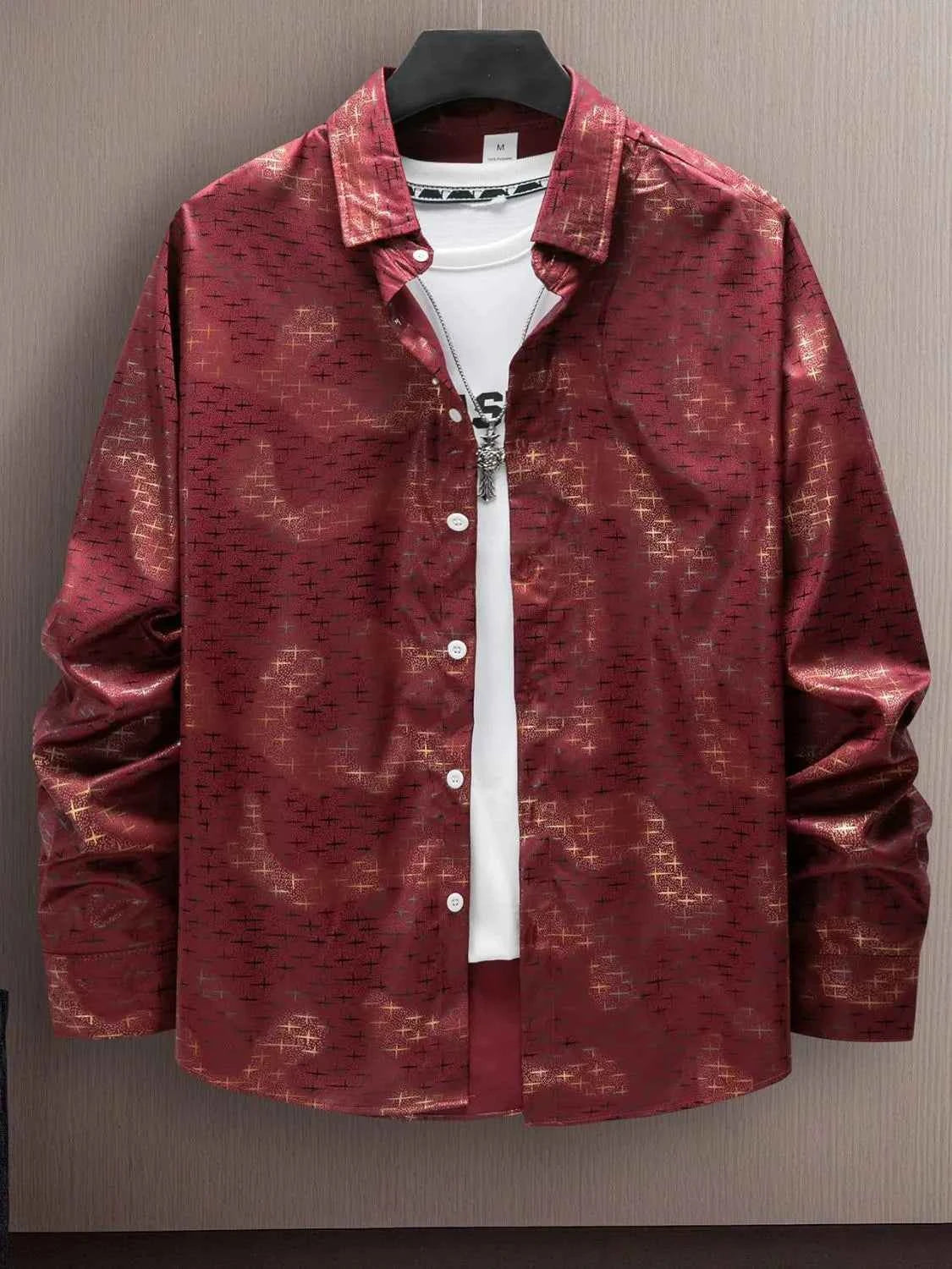 Men's Full Size Collared Neck Long Sleeve Shirt Plus Size