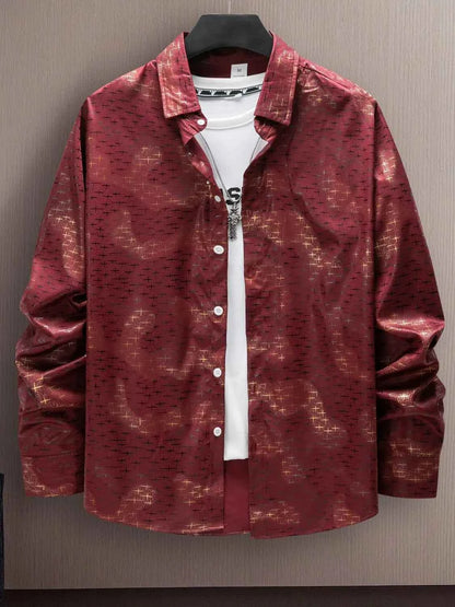 Men's Full Size Collared Neck Long Sleeve Shirt Plus Size