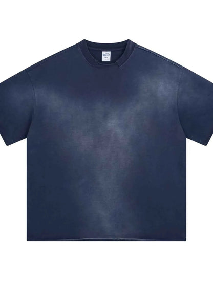 Men's Washed Round Neck Gradient T-Shirt Navy