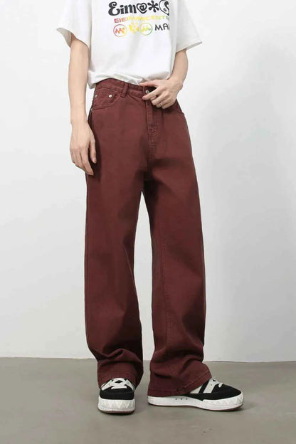 Men's Mid Rise Baggy Jeans Plum Purple