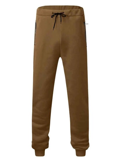 Men's Full Size Drawstring Pants with Pockets Plus Size Brown