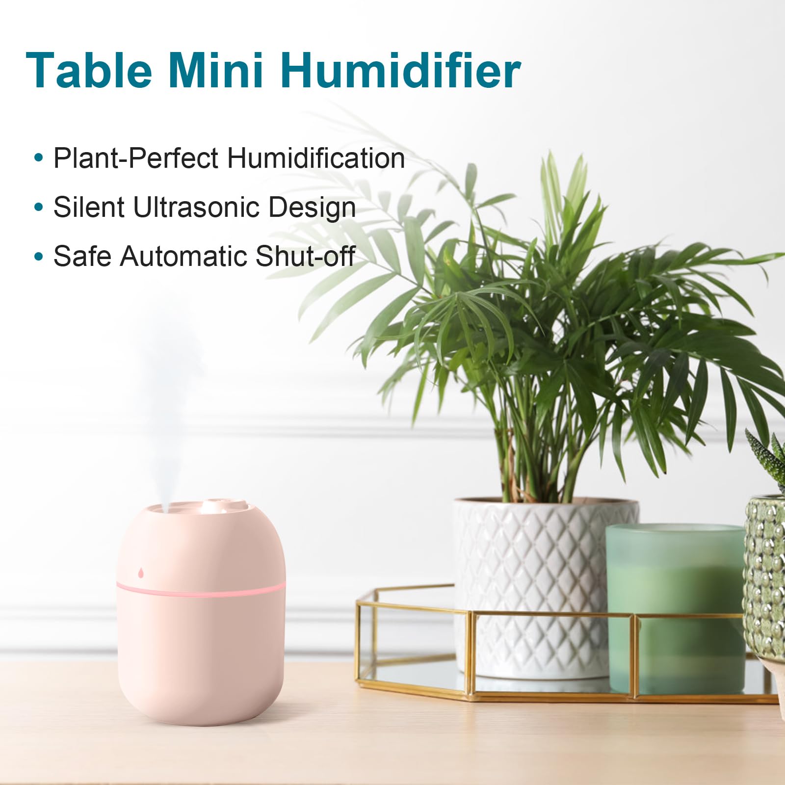 T33 Cracked Version Mini Humidifier - 150ml Portable Cool Mist Humidifier for Bedroom, Office, Travel - USB Powered Personal Humidifier