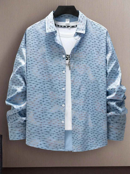 Men's Full Size Collared Neck Long Sleeve Shirt Plus Size