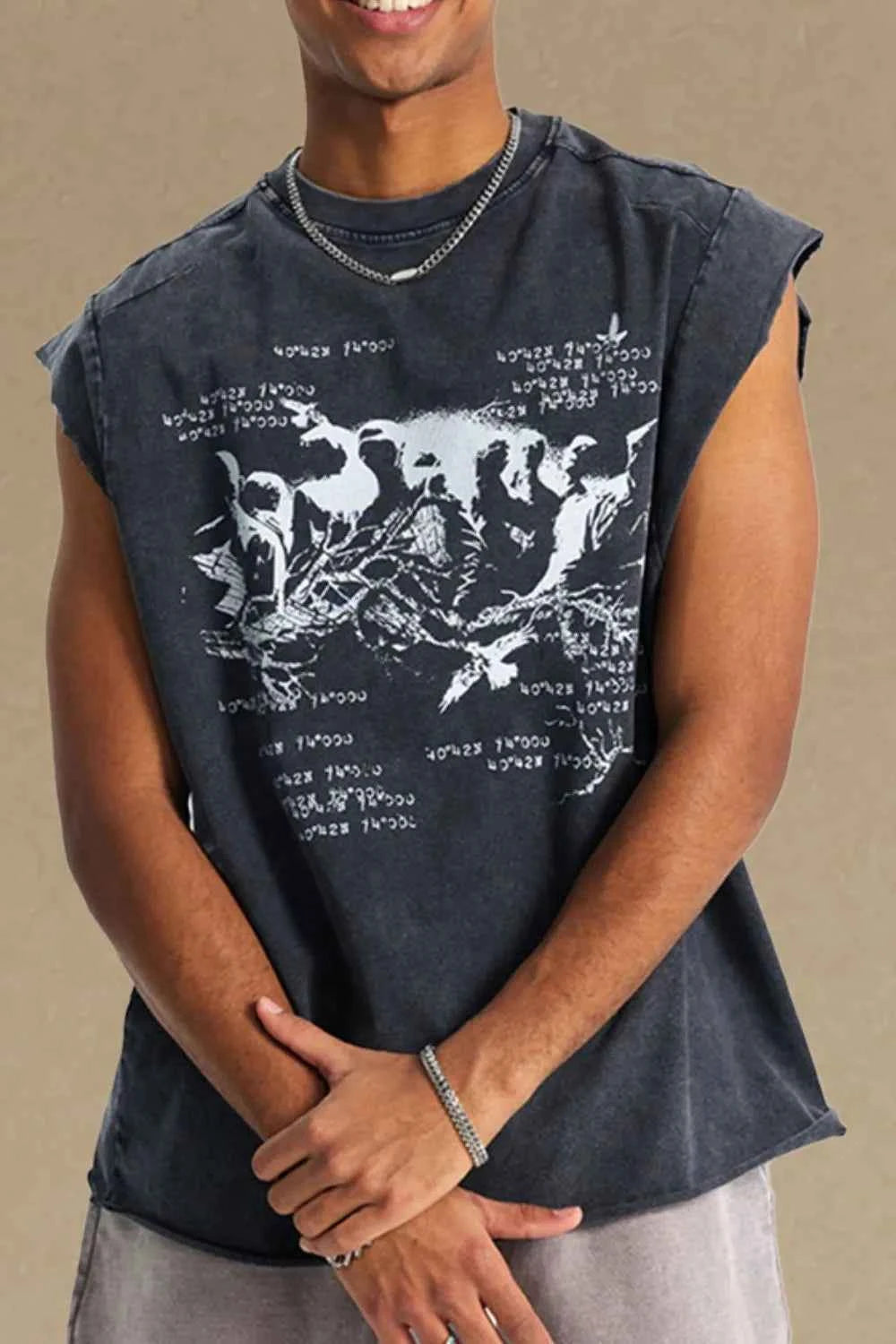 Men's Round Neck Graphic Tank