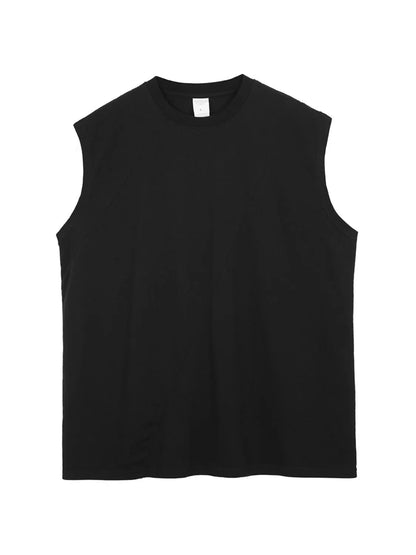 Men's Solid Color Round Neck Tank Black