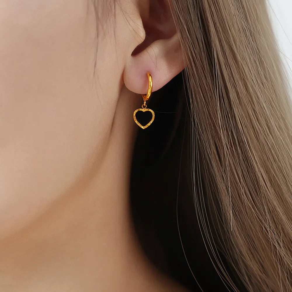 Heartfelt Elegance: Top-Rated 18K Gold-Plated Heart Drop Earrings