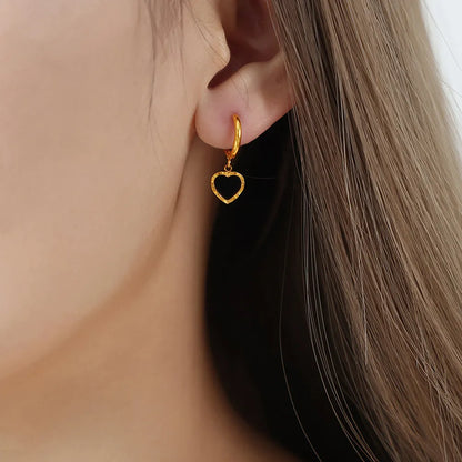Heartfelt Elegance: Top-Rated 18K Gold-Plated Heart Drop Earrings