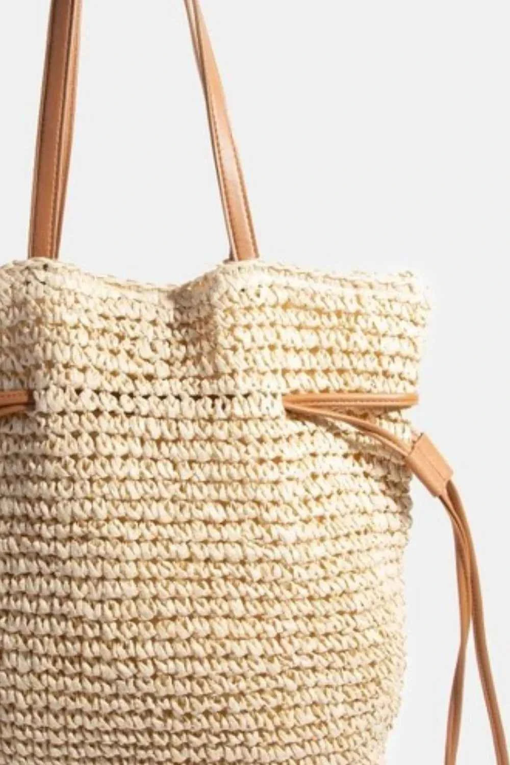Fame Faux Leather Straps Braided Tote Bag
