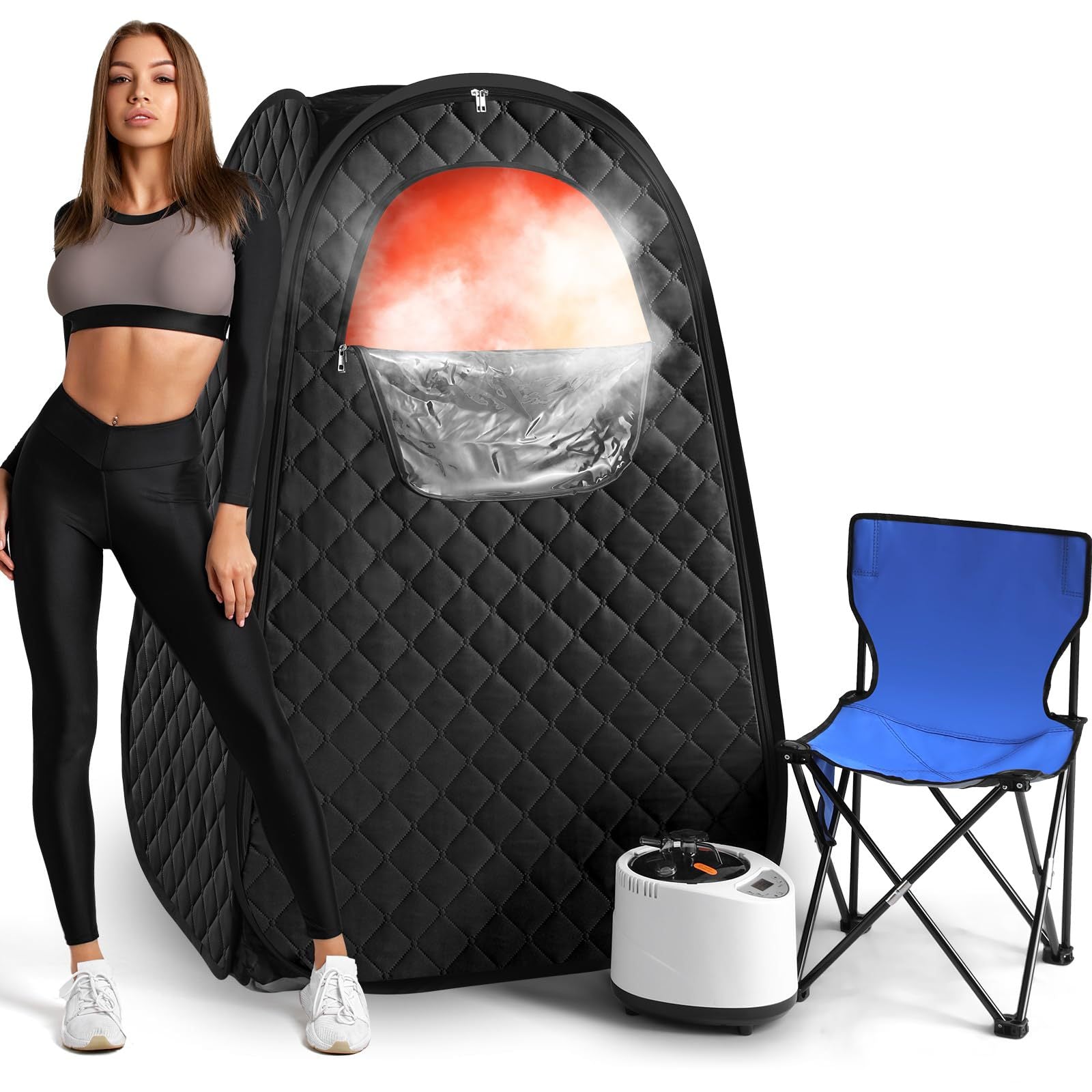 UltraLux Portable Steam Sauna Tent, Home Sauna Kit, Whole Body, Large Space Spa, Steamer Room, 3L