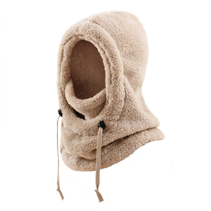 Warm Ear Protection Scarf Integrated Hat For Winter Thickened Khaki M