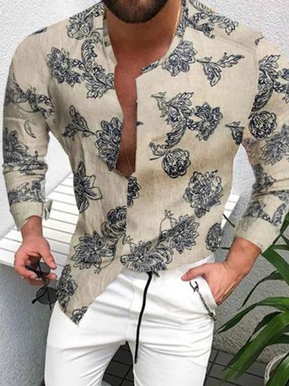 Men's Full Size Button Up Long Sleeve Shirt Plus Size