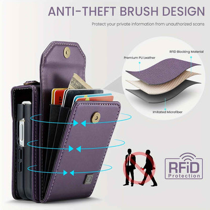 Crossbody Case for Samsung Galaxy Z Flip 3/4/5 - Vintage Faux Leather Strap, Magnetic Closure & Card Holder - Unisex Design in Black