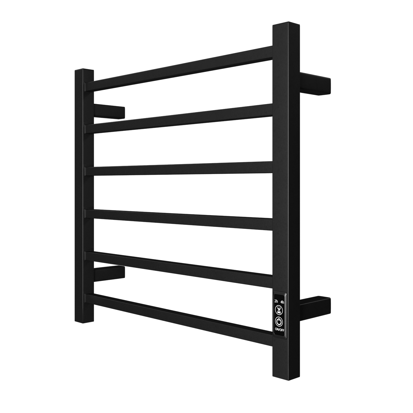 Towel Bliss 6-Bar Electric Heated Towel Rack with Timer - Wall-Mount, Matt Black
