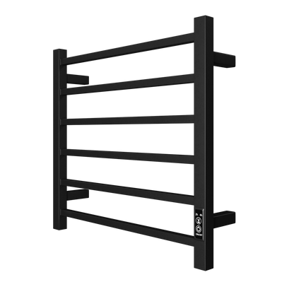 Towel Bliss 6-Bar Electric Heated Towel Rack with Timer - Wall-Mount, Matt Black