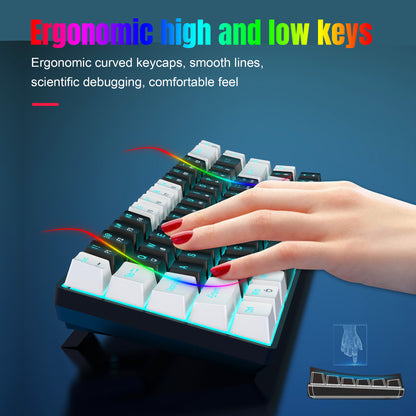 RGB Mechanical Keyboard - MINI 60% Customized Color Blocked Keycaps - Plug-in Blue Axis Ice Blue Disc