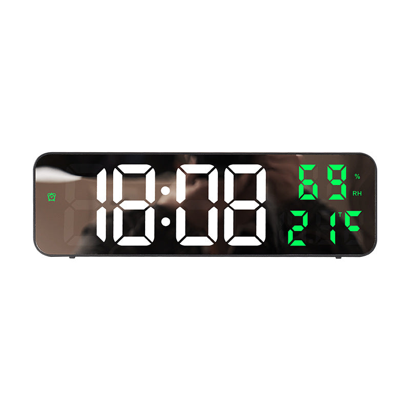 9-Inch Digital Wall Clock: Temp/Humid, Night Mode, Snooze, 12/24H, USB Plug-in LED Alarm Clock