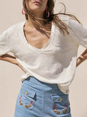Solid V-Neck Short Sleeve T-Shirt