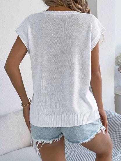 Cable-Knit Round Neck Knit Top