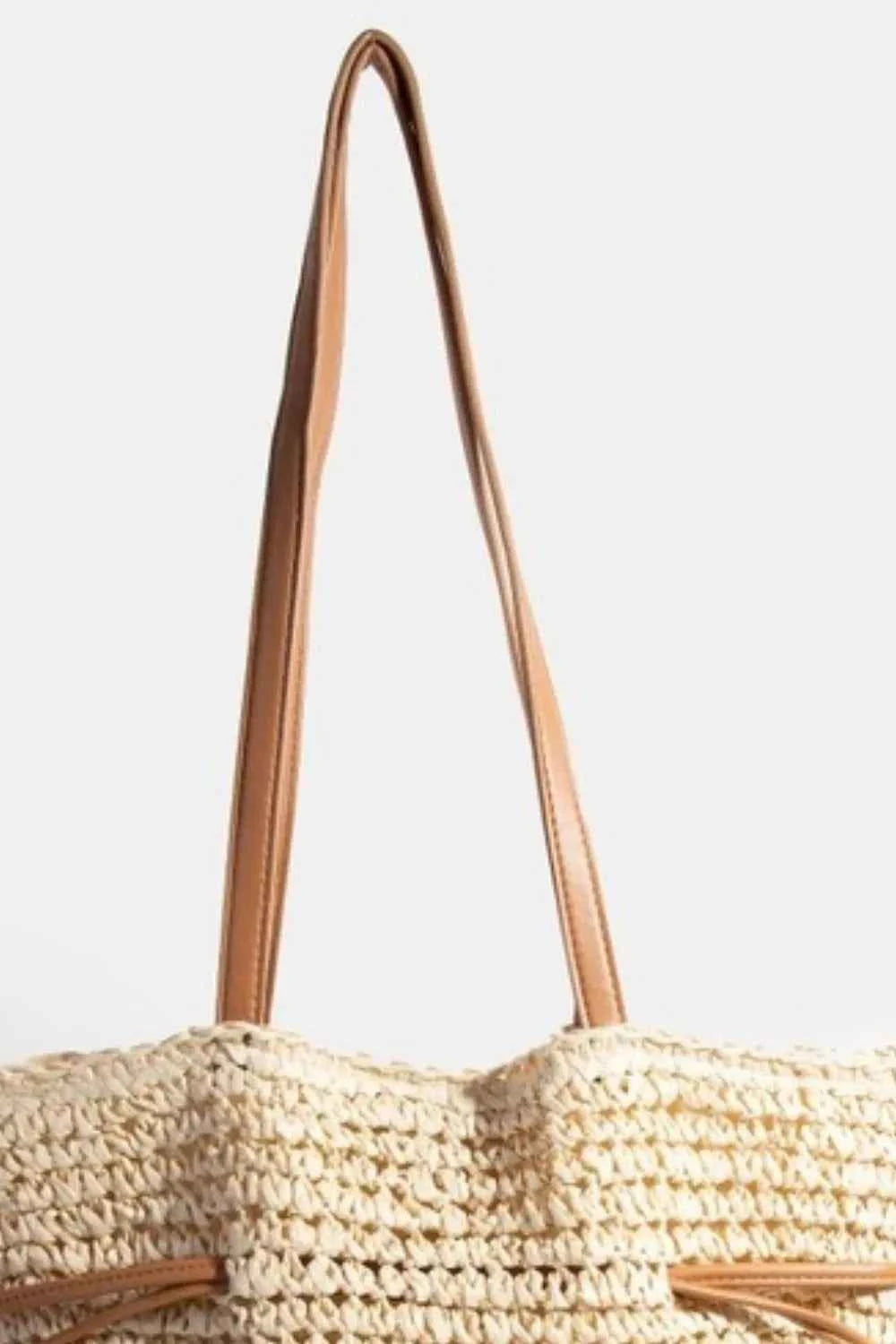 Fame Faux Leather Straps Braided Tote Bag