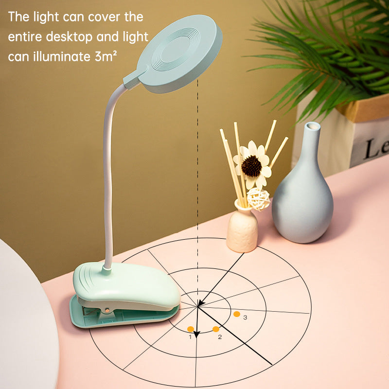 Rechargeable LED Desk Lamp - Eye Protection & Dual Purpose Clamp for Dorms & Bedrooms