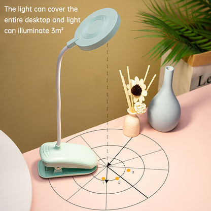 Rechargeable LED Desk Lamp - Eye Protection & Dual Purpose Clamp for Dorms & Bedrooms