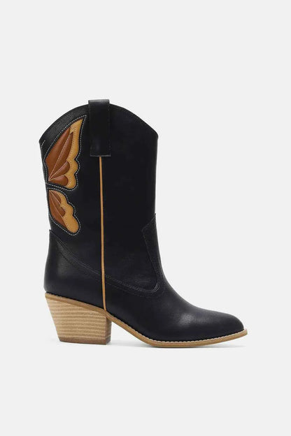 Beast Fashion Butterfly Cut Detail Point Toe Boots - Trendy Footwear