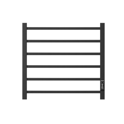 Towel Bliss 6-Bar Electric Heated Towel Rack with Timer - Wall-Mount, Matt Black